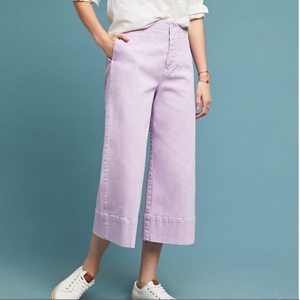 Pilcro Ultra High Rise Wide Leg Jeans lilac Purple Denim Spring‎ Crop size 30